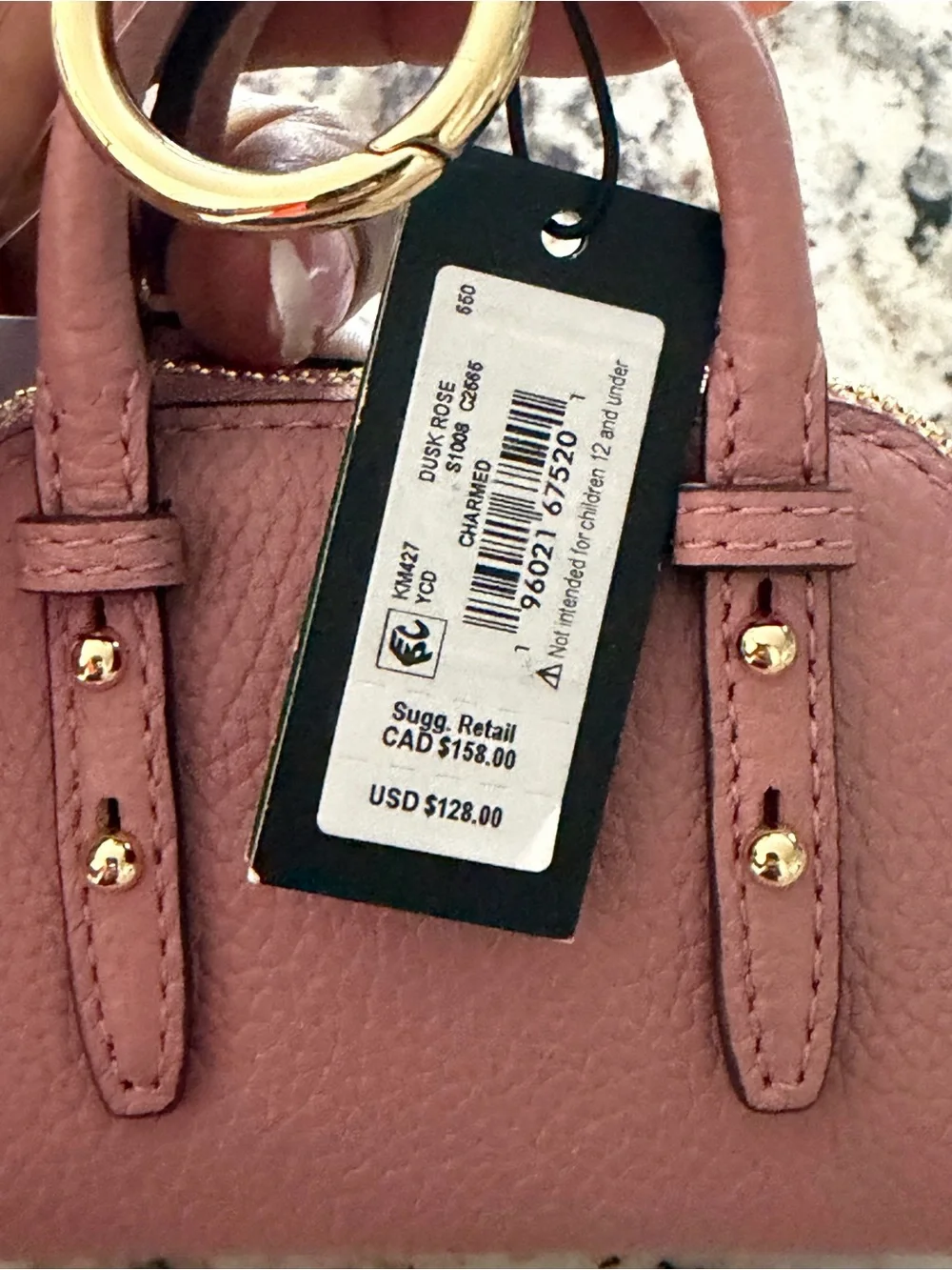 kate spade Mauve Pink Mini Dome Satchel Keychain